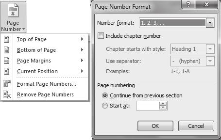 Aplikativni softver 27 Obrada teksta Word Slika 14. Numeracija stranica Broj stranice se ustvari upisuje u zaglavlju ili podnožju stranice.