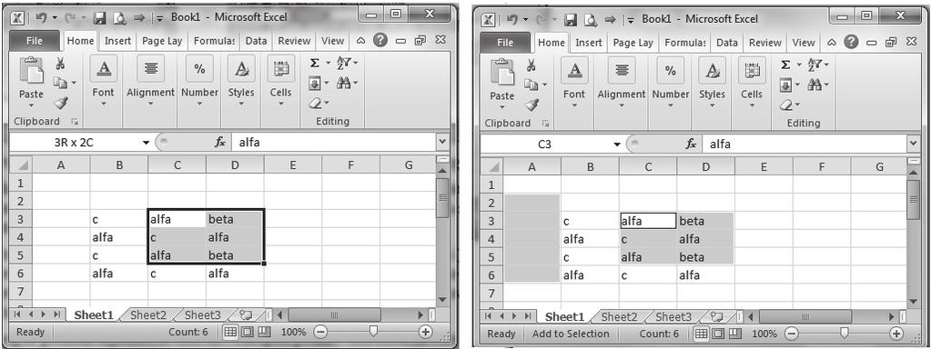 Aplikativni softver 84 Radne tabele Excel Opseg se poništava jednostavnim dovo enjem pokaziva a miša na bilo koju eliju i klikom na radni (levi) taster. Slika 3. Pravljenje opsega Slika 4.