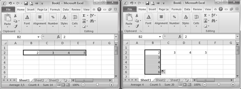 Aplikativni softver 89 Radne tabele Excel Selektujte opet eliju B2, dovedite pokaziva miša u donji desni ugao elije, tako da dobije oblik krsti a.