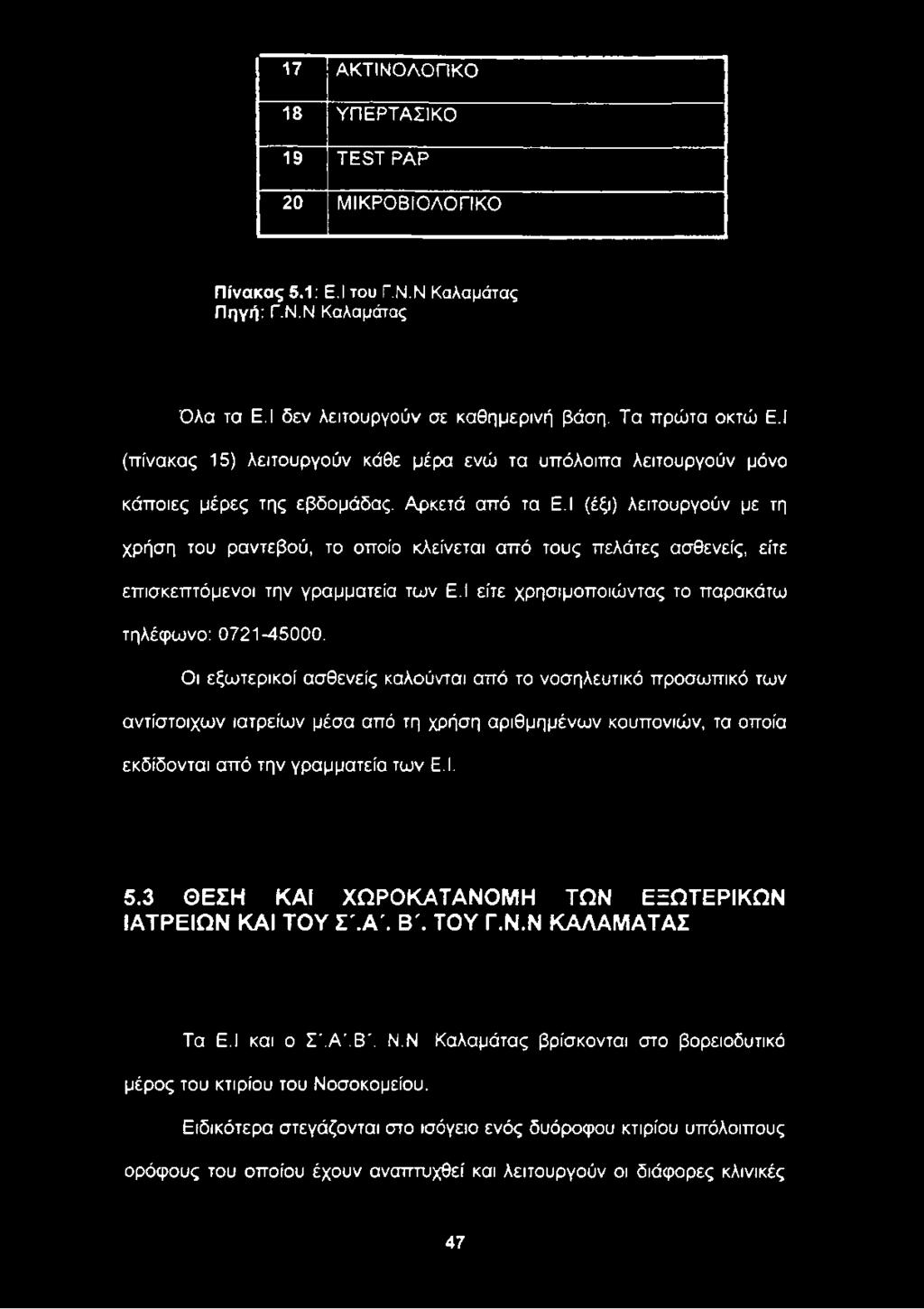 Οι εξωτερικοί ασθενείς καλούνται από το νοσηλευτικό προσωπικό των αντίστοιχων ιατρείων μέσα από τη χρήση αριθμημένων κουπονιών, τα οποία εκδίδονται από την