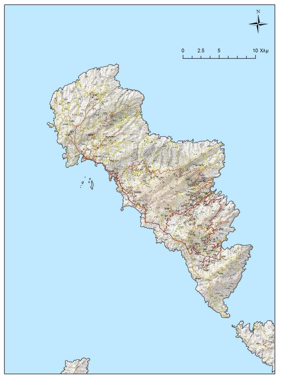 17. Ο χάρτης υποβάθρου της Ανάβασης Παρουσίαση της γεωβάσης χωρικών δεδομένων της Άνδρου Ο χάρτης υποβάθρου της Άνδρου αγοράστηκε από την εκδοτική-χαρτογραφική