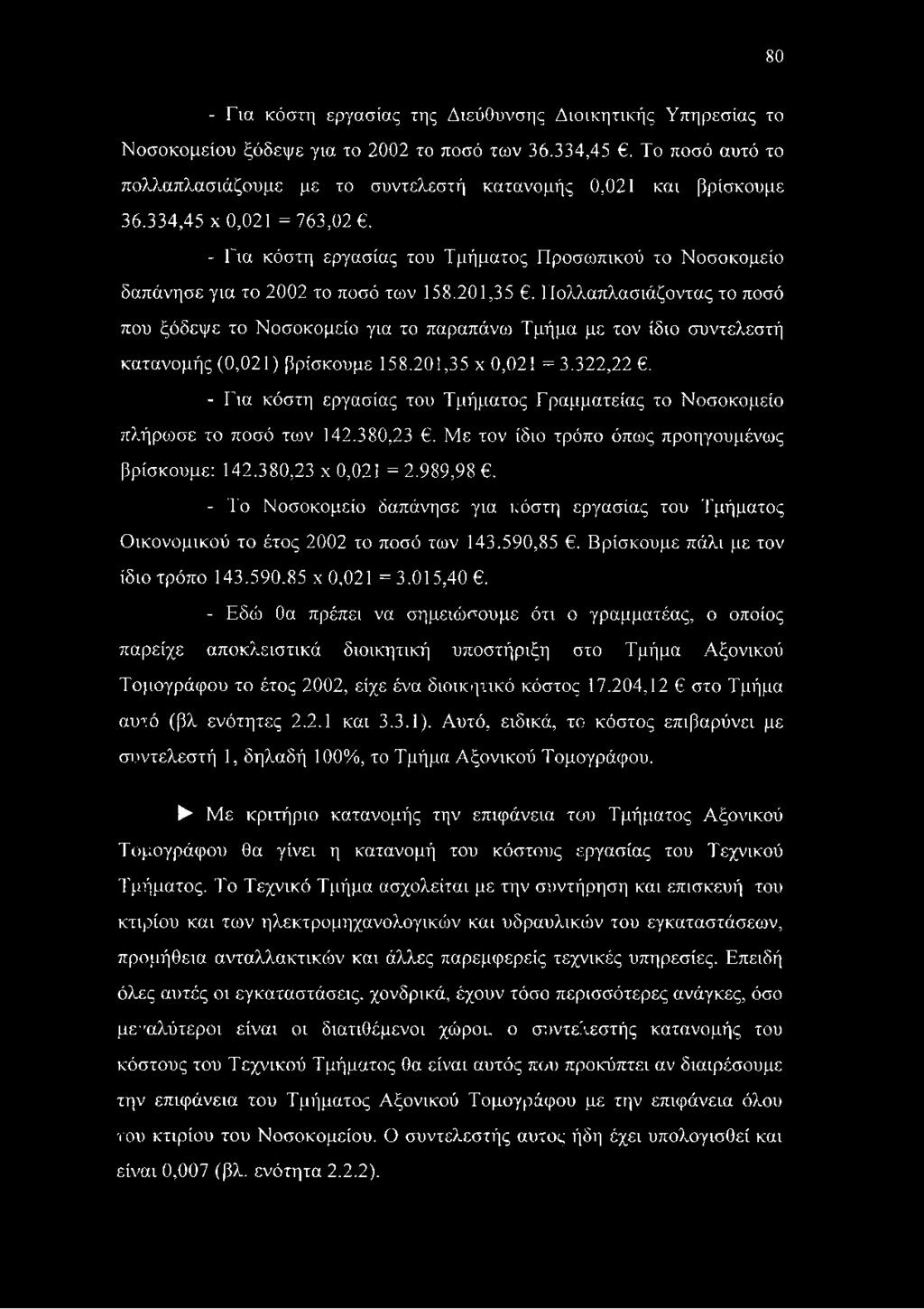 - Για κόστη εργασίας του Τμήματος Προσωπικού το Νοσοκομείο δαπάνησε για το 2002 το ποσό των 158.201,35.