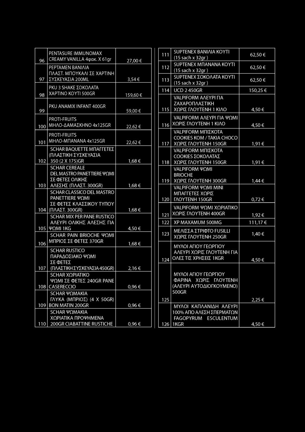 96 97 98 99 100 101 102 103 104 105 106 107 108 109 110 PENTASURE IMMUNOMAX CREAMY VANILLA 4φακ. X 61 gr 27,00 PEPTAMEN ΒΑΝΙΛΙΑ ΠΛΑΣΤ.