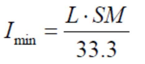 Η ελάχιστη ροπή αδρανείας της διατομής I min (σε cm 2 m 2 ) είναι όπου L = το μήκος του πλοίου SM = η ελάχιστη ροπή