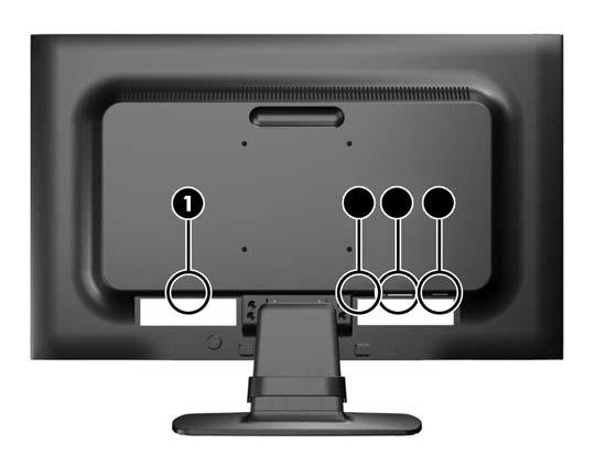 Στοιχεία πίσω πλευράς Εικόνα 2-2 Στοιχεία πίσω πλευράς Στοιχείο 1 Υποδοχή τροφοδοσίας AC 2 Υποδοχή ήχου (σε επιλεγμένα μοντέλα) 3 DVI-D (σε επιλεγμένα μοντέλα) Λειτουργία Συνδέει το καλώδιο
