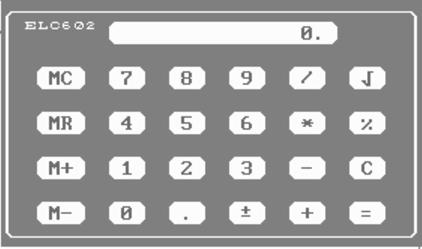 42 Menu Text602 ELC602 Kalkulačka ponúkajúca základné matematické operácie (+, -, *, /), počítanie odmocniny a zistenie súčtu čísel nachádzajúcich sa v bloku.