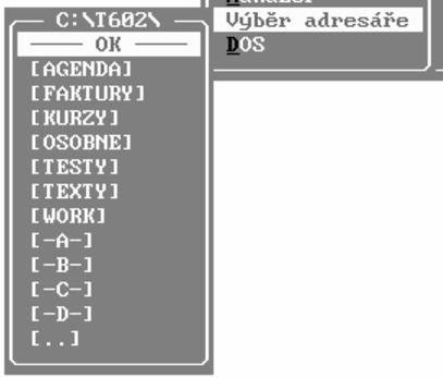 87 Obr. 66 Výber adresára DOS Umožňuje vykonať zadaný príkaz MS DOS alebo po stlačení ENTER bez napísaného príkazu sa dostať do prostredia DOS s tým, že kdesi v pamäti je stále spustená T602.