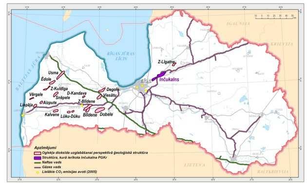 1.3.11 11.. attēls. Izmantojamās un potenciālās ăeoloăiskās struktūras Latvijā Avots: LVĂMC, 2005.