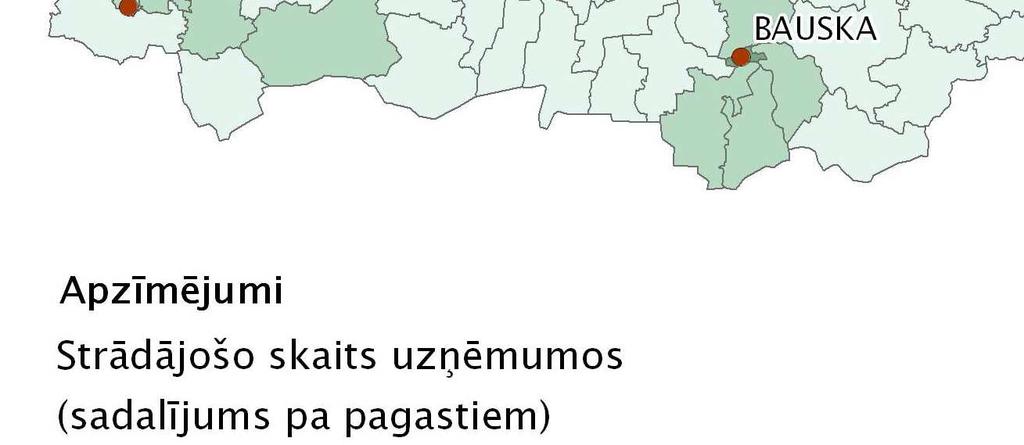 UzĦēmumu skaits pa pagastiem/pilsētām Avots: SIA AC Konsultācijas, Sabiedriskā transporta sistēmas izpēte un priekšlikumi tās attīstībai Zemgales