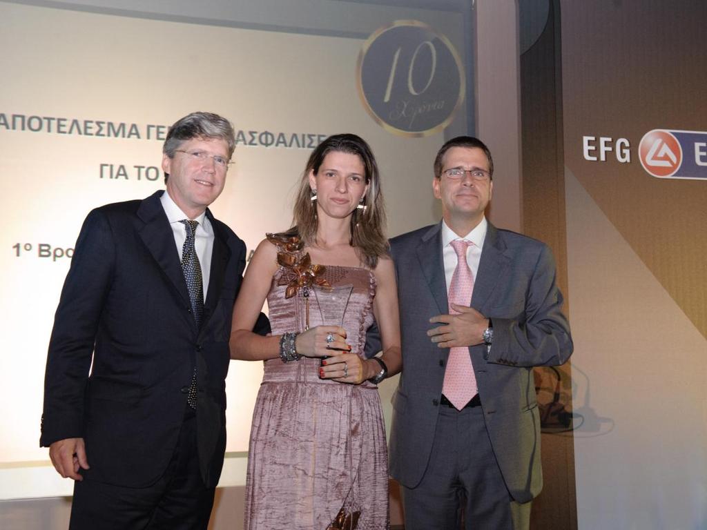 Βραβείο «Καλό αποτζλεςμα Γενικϊν Αςφαλίςεων 2009» Η κα Διμθτρα Τηιάρα παραλαμβάνει από τον κο Αλζξανδρο Σαρρθγεωργίου,