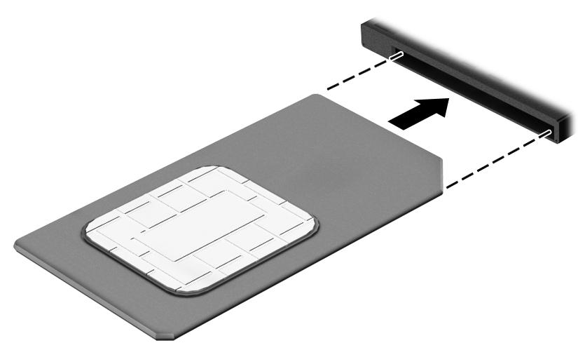 5. Τοποθετήστε την κάρτα SIM στην υποδοχή της κάρτας SIM και πιέστε την μέχρι να εφαρμόσει στη θέση της.