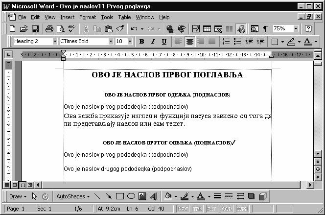 MS Word Priručnik za vežbe iz informatike i informacionih tehnologija Otvorite novi prozor Word. Radna površina je na ekranu.