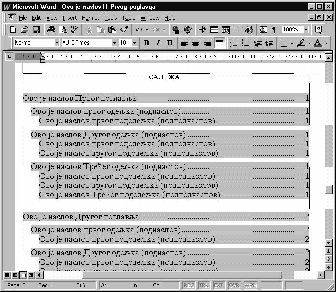 a) ništa b) sadržaj Slika 41. Pravljenje sadržaja Pojavio se sadržaj koji ima oblik sličan onom sa slike 42. Da li je sadržaj uobličen? Da Ne Slika 42.