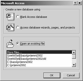 MS Access virtualnu vezu sa tabelom iz druge baze (Link Table). Slika 1. Prvi»prozor«MS Accessa Slika 2.