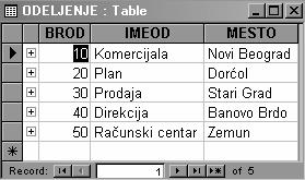 atributa u tabeli (primarni ključ, obavezan, može imati Null-vrednost, itd.) i koji je tip podatka u pitanju.