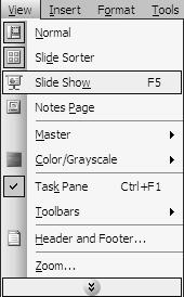 MS Power Point Priručnik za vežbe iz informatike i informacionih tehnologija ponoviti ovaj postupak i ponovo kliknuti levim tasterom na Hide Slide posle čega će on ponovo postati vidljiv.