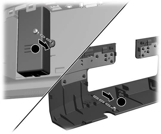 7. Αν θέλετε να ασφαλίσετε τη θύρα USB, αφαιρέστε τη βίδα ασφαλείας από το εσωτερικό του πίσω πλαισίου I/O και τοποθετήστε τη βίδα στην οπή βίδας στο πλάι του καλύμματος ασφάλειας USB.
