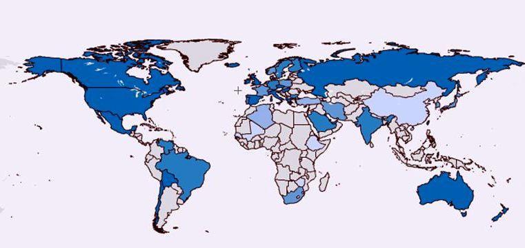 Εικόνα 1. Ο επιπολασμός της παιδικής παχυσαρκίας στον κόσμο Πηγή: IASO, World map of obesity (2000-2010), Πρόσβαση: http://www.iaso.org/publications/world-mapobesity/?