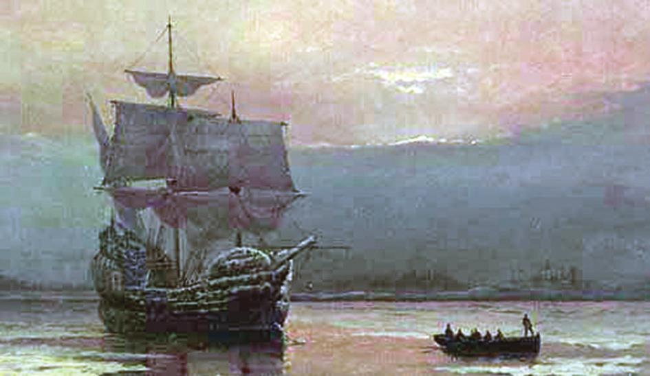 Το πλοίο Μεϋφλάουερ που μεταφέρει αποίκους στον Νέο Κόσμο το 16