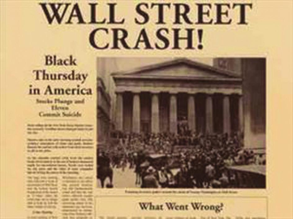 Εφημερίδα που αναγγέλλει την αρχή της κρίσης του 1929.