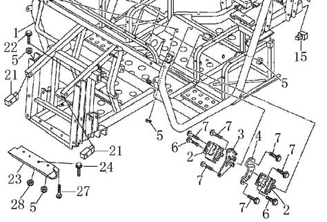 FRAME 02601 51100-055-0000 FRAME COMP 1 02602 54330-055-0000 DAMPER, RUBBER 2 02603 54306-058-0000 RIGHT SUPPORT, ENGINE 1 02604 54305-058-0000 LEFT SUPPORT,ENGINE 1 02605 6187.