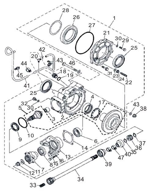 REAR AXLE REDUCER ASSY 03335 894.1-20.5-00 CIRCLIP D=20.5 8=1 2 03336 26504-055-0000 CONNECTION COVER,REAR BRIDGE 1 03337 894.1-17.5-00 ELASTICITY BLOCK RING D=17.5 Δ=1 1 03338 6187.