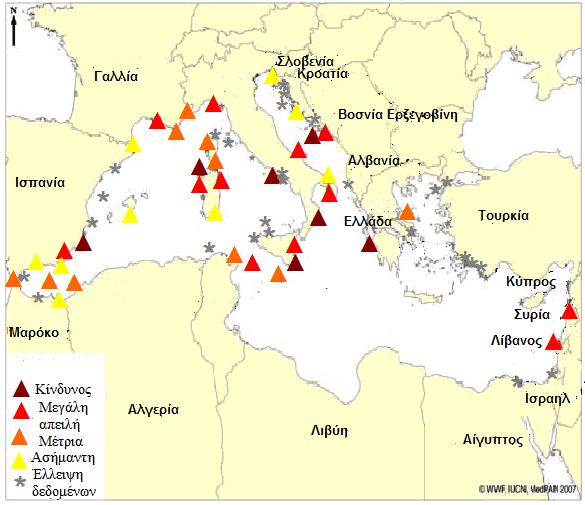 απειλούνται από εξωτερικούς παράγοντες όπως αλιεία, ρύπανση, εισβολή ξενικών ειδών και καταστροφή ενδιαιτηµάτων (Abdulla et al. 2008). Στην Εικόνα 1.7.