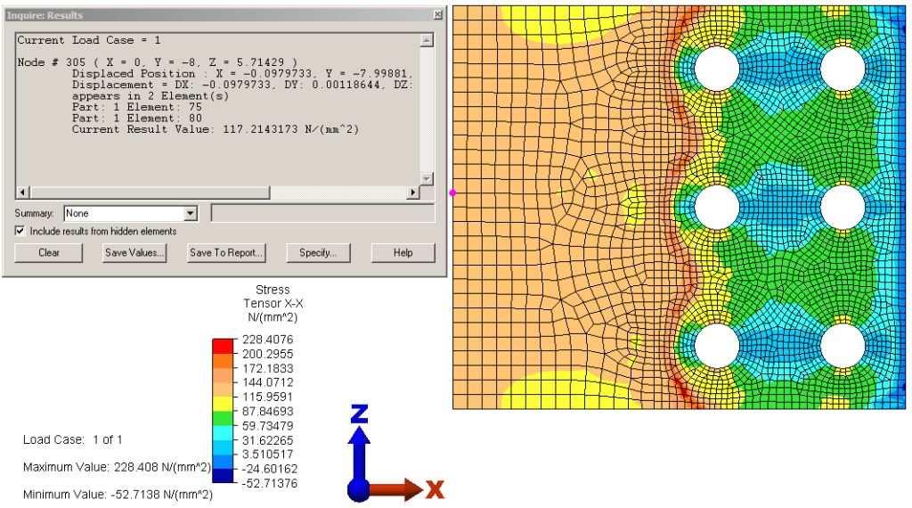 perturbaţiilor geometrice reprezentate de găuri. NOTA - Tensiunea axială maximă σ x max (poz. 5 în tabelul G.