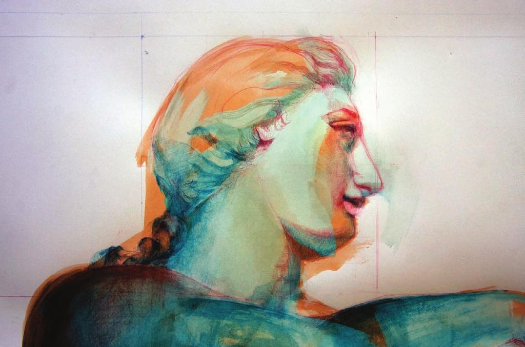 Coloured pencils and watercolour on paper. Διόνυσος από τον κρατήρα του Δερβενίου (330-320 π.χ.