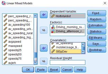 τύπους οδού (htot/totaldist), στο πεδίο Dependent Variable.