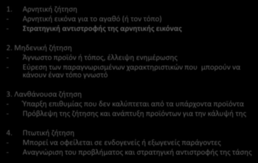 ΑΝΑΓΝΩΡΙΣΗ ΤΩΝ ΣΥΝΘΗΚΩΝ ΖΗΤΗΣΗΣ (Απαραίτητη προϋπόθεση για το συνδυασμό του μίγματος μάρκετινγκ με τις ανάγκες των αγορών-στόχων) 1.