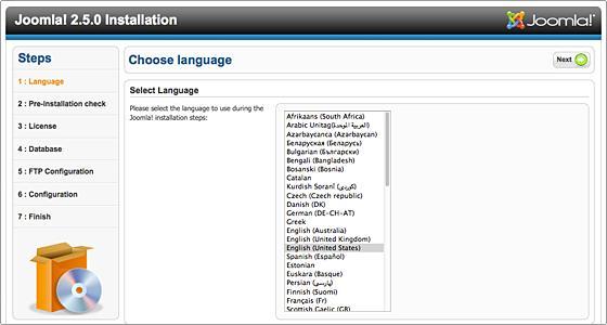 Τεχνολογικό Εκπαιδευτικό Ίδρυμα Κρήτης Εικόνα 3.1 Κατά την εκκίνηση της εγκατάστασης του Joomla επιλέγουμε τη γλώσσα οδηγιών.