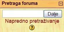 Slika 1.16 Pretraga foruma Administracija Administracija se odnosi na pregled ocena, mogućnost izmene šifre korisnika uz opciju da se ispišete sa kursa.