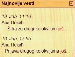 Slika 1.19 Najnovije vesti Kalendar U ovom delu se prikazuje kalendar.