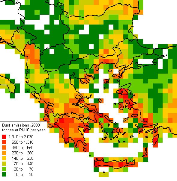 Ετήσιες εκποµπές ΡΜ10 από τη σκόνη του