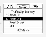 Μόλις ενεργοποιηθεί και όταν η σελίδα του συστήματος ανίχνευσης σημάτων οδικής κυκλοφορίας δεν εμφανίζεται, στο κέντρο πληροφοριών οδηγού εμφανίζεται το όριο ταχύτητας που μόλις έχει ανιχνευτεί και