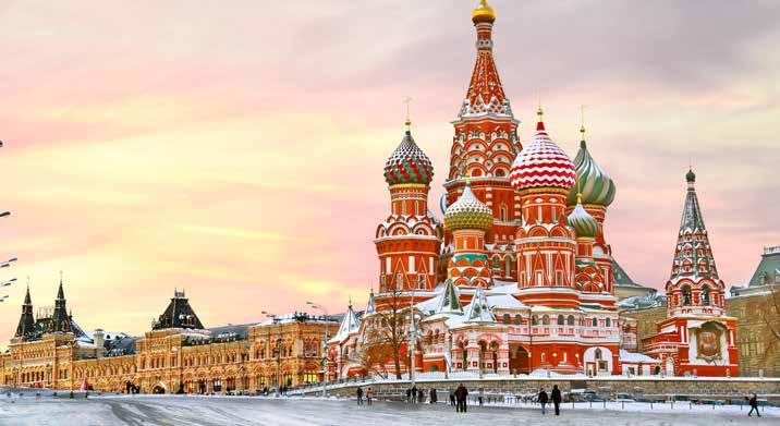 78 ΑΕΡΟΠΟΡΙΚΑ ΤΑΞΔΙΑ Ένα γιορτινό ταξίδι στη μεγαλύτερη χώρα του κόσμου, τη Ρωσία, με τη Μόσχα και την Αγία Πετρούπολη να αποτελούν τα φωτεινά σημεία της αξέχαστης περιπλάνησής μας!