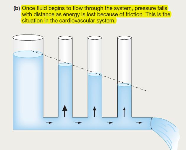 PRESIUNEA DACA in sistem fluidul curge- presiunea odata cu distanta datorita