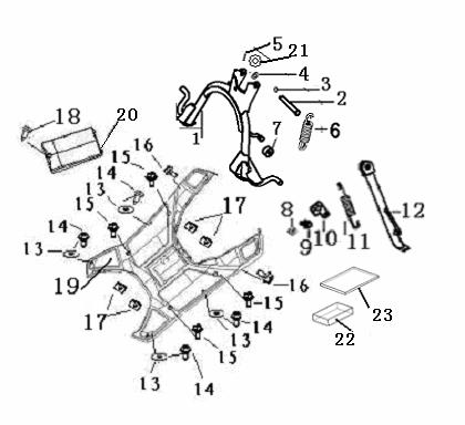 F18 FOOTREST/STAND 1 58520BM0T002 MAIN STAND COMP. 1 2 58590BM0T000 PIN 1 3 B190101000A0 O-RING 10X1.8 1 4 58508B0DT000 PLATE WASHER 1 5 63016B0DT000 SPLIT PIN 1 6 58510BM0T000 MAIN STAND SPRING ASSY.