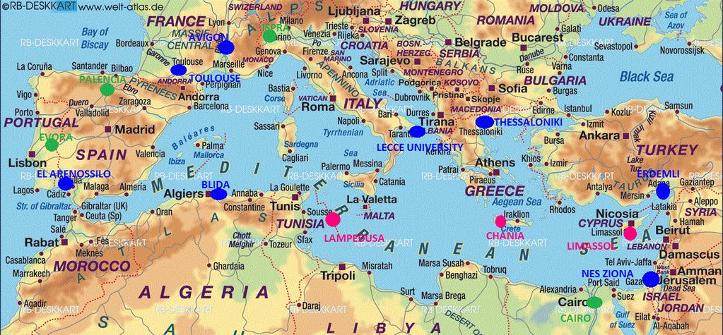 Εικόνα 18 Επιλεγμένες πόλεις περιμετρικά της Μεσογείου. 5.