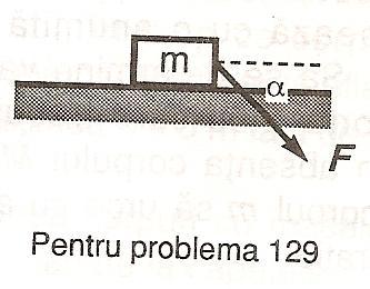 Un corp cu masa m = 50 kg este pus în mişcare uniformã de o forţă F =100 N care acţioneazã pe o direcţie ce face unghiul α = 45 cu orizontala.