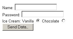 Φόρµες <FORM METHOD="POST" ACTION="/cgi-bin/thingie"> Name: <INPUT TYPE="TEXT" NAME="name"><BR> Password: <INPUT TYPE="PASSWORD" NAME="pass"> <BR> Ice Cream: Vanilla <INPUT TYPE="Radio"