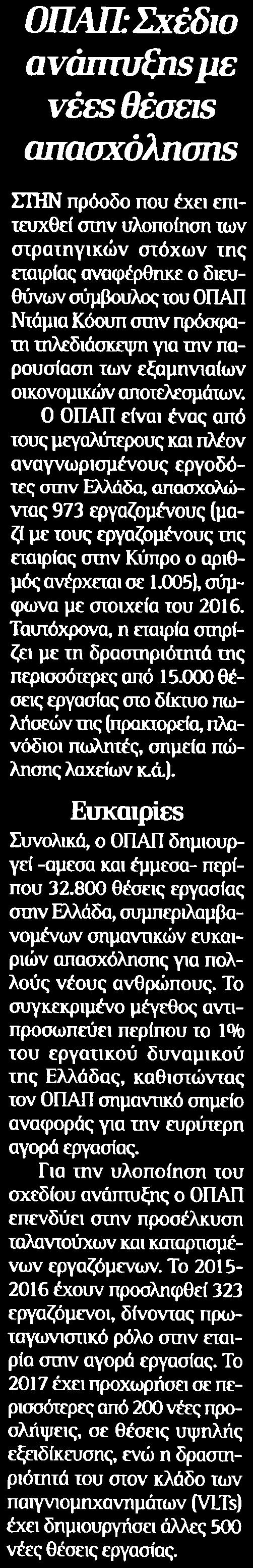 13. ΟΠΑΠ ΣΧΕΔΙΟ ΑΝΑΠΤΥΞΗΣ ΜΕ ΝΕΕΣ ΘΕΣΕΙΣ