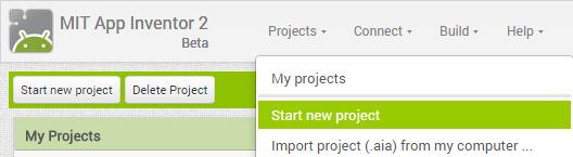Βήμα 1: Δημιουργία νέου έργου, προσθήκη αρχείων 1. Ξεκινώντας, στην διεύθυνση http://ai2.appinventor.mit.edu/, αφού έχουμε συνδεθεί, δημιουργούμε ένα καινούργιο Project το οποίο ονομάζουμε GuardDog.