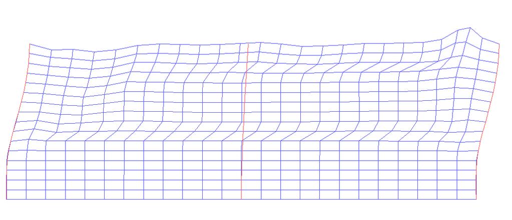 0.25 m 0.80 m 0.80 m pile Σχήμα 3: Παραμορφωμένος κάνναβος του αριθμητικού προσομοιώμαι ος σπμπεριλαμβανομένου του πασσάλου στο τέλος της διέγερσης.