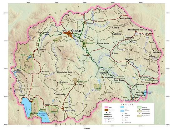 48 Χάρτης Δ.4 Κύριες Προστατευόμενες Περιοχές στην ΠΓΔΜ Πηγή : Υπουργείο Περιβάλλοντος και Φυσικού Σχεδιασμού Στον παραπάνω χάρτη με πράσινη γραμμή απεικονίζονται τα τρία Εθνικά Πάρκα της ΠΓΔΜ. Δ.3.