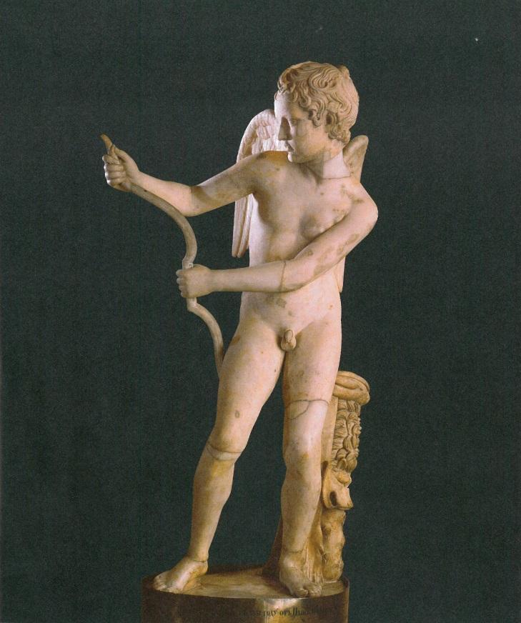 O Έρωτας με τόξο του Ηρακλή (2ος-3ος αιώνας μ.χ) Το γλυπτό αυτό, αντίγραφο έργου του Λυσίππου ( 340-330 π. Χ.) παριστάνει τον γιο της Αφροδίτης, τον φτερωτό Έρωτα.