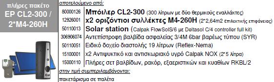 844 257 272 ΒΕΒΙΑΣΜΕΝΗΣ ΚΥΚΛΟΦΟΡΙΑΣ CL2-300 ΣΥΛΛΕΚΤΗΣ 2xM4-260 ΠΑΚΕΤΟ EP