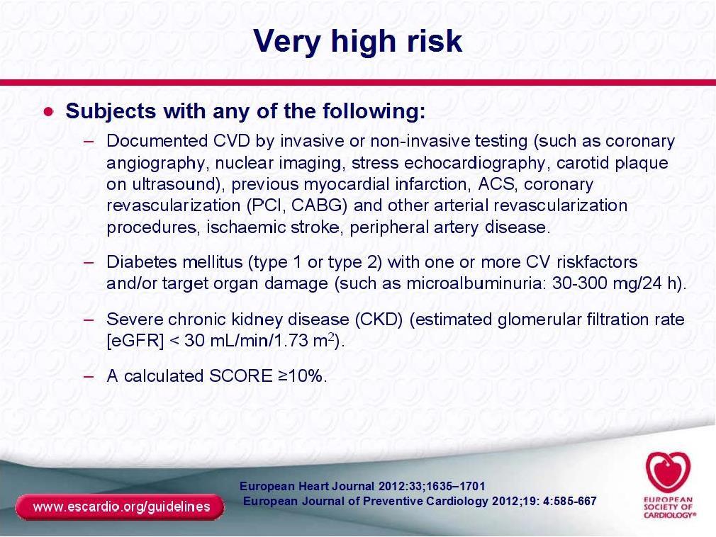 Πολύ υψηλός κίνδυνος Σακχαρώδης διαβήτης (τύπου 1 ή 2) με ένα ή περισσότερους παράγοντες