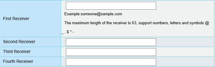 Στα πεδία First Receiver Fourth Receiver συμπληρώνουμε τις διευθύνσεις email που επιθυμούμε να λαμβάνουν τα μηνύματα που θα αποστέλλονται κατά την ανίχνευση κίνησης.